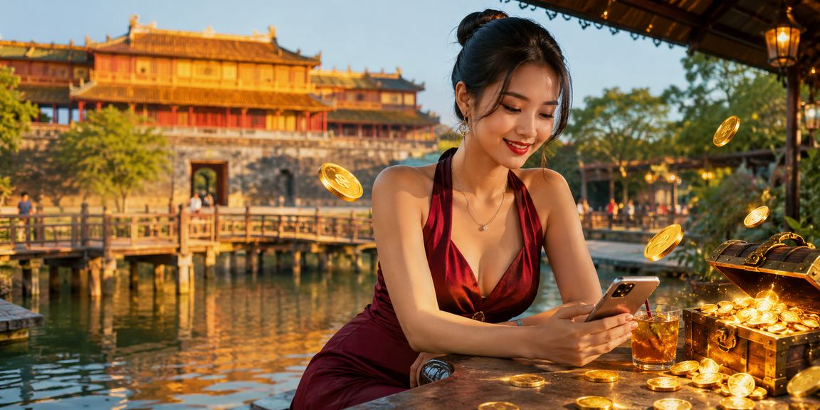Người dùng tại Huế cầm điện thoại trong bối cảnh giải trí di động